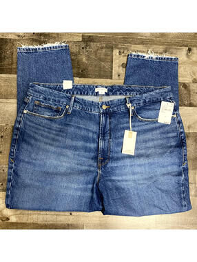 Good American Jeans Womens 16 Skinny Crop High Rise raw hem